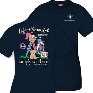 Simply Southern Graphic Tee  "Life is Beautiful, Enjoy the Ride!" - Navy - L